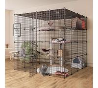 Cat Playpen, Cat Cage Cat Poors, Acclosures & Steps, Cat Kennel Metal Wire Whire Warnels Crate Lugar de Ejercicio Grande Ideal para 1-3 Cat FANDIAO