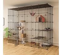 Cat Playpen, Cat Cage Cat Poors, Acclosures & Steps, Cat Kennel Metal Wire Whire Warnels Crate Lugar de Ejercicio Grande Ideal para 1-3 Cat FANDIAO