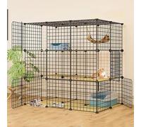 Cat Playpen, Cat Cage Cat Poors, Acclosures & Steps, Cat Kennel Metal Wire Whire Warnels Crate Lugar de Ejercicio Grande Ideal para 1-3 Cat FANDIAO