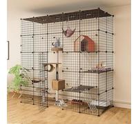 Cat Playpen, Cat Cage Cat Poors, Acclosures & Steps, Cat Kennel Metal Wire Whire Warnels Crate Lugar de Ejercicio Grande Ideal para 1-3 Cat FANDIAO