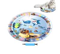 Cat Pool Toy - Alfombra de juegos para cama de agua para gatos, cama de agua sensorial con peces, alfombrilla refrescante para actividades al aire libre y en interiores