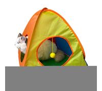 Cat Portable Tent, Exercise Shelter, Lightweight Prompt Crate, Colorful Enclosure for Travel, Garden, Balcony, or Indoor Living Room Use, 19.69x18.11 inches, Multicolor