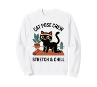 Cat Pose Crew Stretch & Chill Yoga Amante de los Gatos Entrenamiento Divertido Sudadera