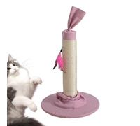 Cat Post Scratcher, Sisal Rope Scratching Posts, 20.87x13.78x13.78 Inches Scratch Pole with Dangling Feather, Pink/Green/Gray Toy and Fabric Base for Indoor Cats, Particle Board