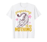 Cat Preparing To Do Nothing Funny Lazy Relaxation Humor Camiseta