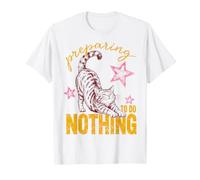 Cat Preparing To Do Nothing Funny Lazy Relaxation Humor Camiseta
