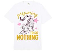 Cat Preparing To Do Nothing Funny Lazy Relaxation Humor Comfort Colors Adult Heavyweight T-Shirt