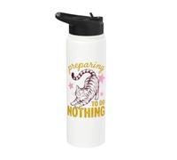 Cat Preparing To Do Nothing Funny Lazy Relaxation Humor Stainless Steel Insulated Water Bottle