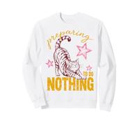 Cat Preparing To Do Nothing Funny Lazy Relaxation Humor Sudadera