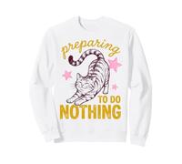 Cat Preparing To Do Nothing Funny Lazy Relaxation Humor Sudadera