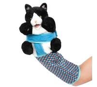 Cat Puppet Wrestler, Interactive Plush Wrestling Gloves, Sturdy Padded Hand Puppet Toy, Security Training, Fun Animal Glove for Scratching and Biting, Cats, Black White
