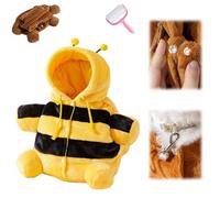 Cat Puppy Plush Outing Backpack,Cute Bear Bee Design Carrier Bag,Foldable Warm & Breathable Pet Costume Winter Travel Bag for Kitten Small Dog (Bee, L)