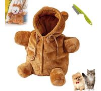 Cat Puppy Plush Outing Backpack, Teddy Bear Dog Carrier Bag, Anti-Escape Bag for Kitten Cat Small Dog (S)