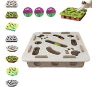 Cat Puzzle Felt Maze Box Cat Toys, Interactive Felt Cats Scratch Toy with 3 Bell Balls, Cats Scratch Puzzles Enrichment Box for Indoor Cats, Scratching & Hunting Fun (White,Square)