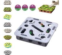 Cat Puzzle Felt Maze Box Cat Toys, Interactive Felt Cats Scratch Toy with 3 Bell Balls, Cats Scratch Puzzles Enrichment Box for Indoor Cats, Scratching & Hunting Fun (Gray,Square)