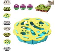 Cat Puzzle Felt Maze Box Cat Toys, Interactive Felt Cats Scratch Toy with 3 Bell Balls, Cats Scratch Puzzles Enrichment Box for Indoor Cats, Scratching & Hunting Fun (Yellow,Flower)