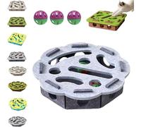 Cat Puzzle Felt Maze Box Cat Toys, Interactive Felt Cats Scratch Toy with 3 Bell Balls, Cats Scratch Puzzles Enrichment Box for Indoor Cats, Scratching & Hunting Fun (Gray,Flower)
