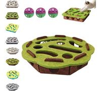 Cat Puzzle Felt Maze Box Cat Toys, Interactive Felt Cats Scratch Toy with 3 Bell Balls, Cats Scratch Puzzles Enrichment Box for Indoor Cats, Scratching & Hunting Fun (Green,Flower)