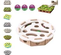 Cat Puzzle Felt Maze Box Cat Toys, Interactive Felt Cats Scratch Toy with 3 Bell Balls, Cats Scratch Puzzles Enrichment Box for Indoor Cats, Scratching & Hunting Fun (White,Flower)