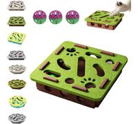 Cat Puzzle Felt Maze Box Cat Toys, Interactive Felt Cats Scratch Toy with 3 Bell Balls, Cats Scratch Puzzles Enrichment Box for Indoor Cats, Scratching & Hunting Fun (Green,Square)