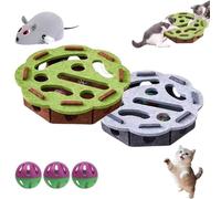 Cat Puzzle Felt Maze Box Cats Toys, Felt Maze Game Box, Interactive Nail File Scratch with 3 Bell Balls, Cat Enrichment Toys, for Indoor Kitten Scratching Training Play Boredom (A+B,Round)
