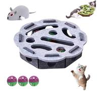 Cat Puzzle Felt Maze Box Cats Toys, Felt Maze Game Box, Interactive Nail File Scratch with 3 Bell Balls, Cat Enrichment Toys, for Indoor Kitten Scratching Training Play Boredom (B,Round)