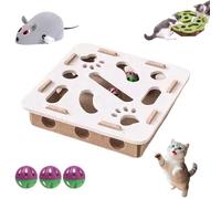 Cat Puzzle Felt Maze Box Cats Toys, Felt Maze Game Box, Interactive Nail File Scratch with 3 Bell Balls, Cat Enrichment Toys, for Indoor Kitten Scratching Training Play Boredom (D,Square)