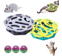Cat Puzzle Felt Maze Box Cats Toys, Felt Maze Game Box, Interactive Nail File Scratch with 3 Bell Balls, Cat Enrichment Toys, for Indoor Kitten Scratching Training Play Boredom (B+C,Round)