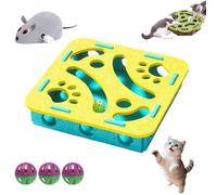 Cat Puzzle Felt Maze Box Cats Toys, Felt Maze Game Box, Interactive Nail File Scratch with 3 Bell Balls, Cat Enrichment Toys, for Indoor Kitten Scratching Training Play Boredom (C,Square)