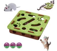 Cat Puzzle Felt Maze Box Cats Toys, Felt Maze Game Box, Interactive Nail File Scratch with 3 Bell Balls, Cat Enrichment Toys, for Indoor Kitten Scratching Training Play Boredom (A,Square)