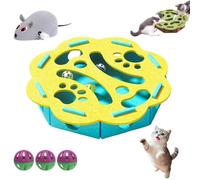 Cat Puzzle Felt Maze Box Cats Toys, Felt Maze Game Box, Interactive Nail File Scratch with 3 Bell Balls, Cat Enrichment Toys, for Indoor Kitten Scratching Training Play Boredom (C,Round)