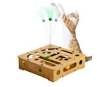 Cat Puzzle Toy, Cat Toys Puzzle Box, Wooden Cat Puzzle, Feather Cat Toy, Interactive Cat Toys, Indoor Cat Toy Box, Hunting Cat Toy, Spring Cat Teaser, for Indoor Cats, Interactive Spring Cat Teaser