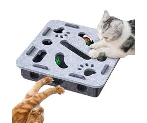 Cat Puzzle Toy - Interactive Brain Trainer, Engaging Treat Dispenser | Wooden Maze Challenge Box Design Feature, Sensory Stimulation Play Activity Product, Long-Lasting Fun Enrichment Toy For Indoor K