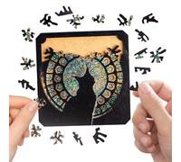 Cat Puzzle Wall Art, Challenging Animal Stress Toy, 12 Inches Cat Church Puzzle with Intricate Pieces, Wooden Craft with , Indoor Decoration Relaxing Design Hobby Supplies