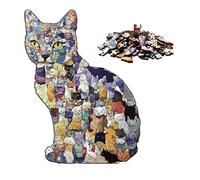 Cat Puzzles | 183 Pieces Animal Shaped | Cat Shaped Jigsaw Puzzle,for Kids Family Free Time Party Home Office School Birthday