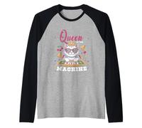 Cat Queen of The Slot Machine Casino Gambling Gambler Camiseta Manga Raglan