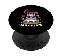 Cat Queen of The Slot Machine Casino Gambling Gambler PopSockets PopGrip Adhesivo