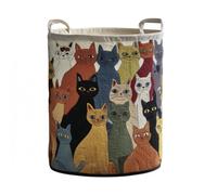 Cat Quilted Laundry Basket - Original Handmade Quilted Fabric Storage Bin for Clothes & Home Organization (A,Small (14" x 18"))