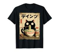 Cat Ramen Estética Japonesa Ukiyo-e Arte Anime Gato Camiseta
