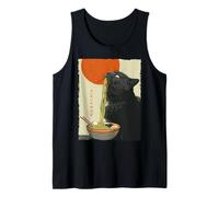 Cat Ramen Estética Japonesa Ukiyo-e Arte Anime Gato Camiseta sin Mangas
