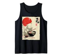 Cat Ramen Estética Japonesa Ukiyo-e Arte Anime Gato Camiseta sin Mangas