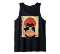 Cat Ramen Estética Japonesa Ukiyo-e Arte Anime Gato Camiseta sin Mangas