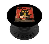 Cat Ramen Estética Japonesa Ukiyo-e Arte Anime Gato PopSockets PopGrip Adhesivo