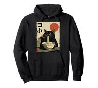 Cat Ramen Estética Japonesa Ukiyo-e Arte Anime Gato Sudadera con Capucha