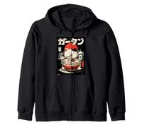 Cat Ramen Estética Japonesa Ukiyo-e Obra De Arte Neko Anime Cat Sudadera con Capucha