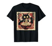 Cat Ramen japonés divertido gráfico Kawaii Cat Anime Adolescentes Camiseta