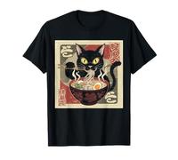 Cat Ramen japonés divertido gráfico Kawaii Cat Anime Adolescentes Camiseta