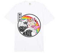 Cat Ramen Noodles Great Wave Kawaii Rainbow Anime Comfort Colors Adult Heavyweight T-Shirt