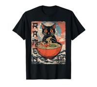 Cat Ramen Shirts Japanese Funny MensGraphic Kawaii Anime Cat Camiseta