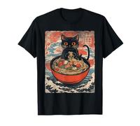 Cat Ramen Shirts Japanese Funny MensGraphic Kawaii Anime Cat Camiseta